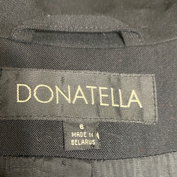 Donatella Black 100% Wool Women's Long Blazer Jacket Full Zip Up Closure Lined - Picture 5 of 7